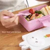 Dinnerware Cute Cartoon Bear Plastic Seal Lunch Box Convenient Children School Picnic Portable Bento Tableware For Set