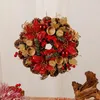 Decorative Flowers Christmas Wreath For Table Centerpiece Pinecone Candle Holder Garland Holiday 30cm Cute Decoration With Artificial Red