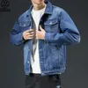 Heren Lichtblauwe Winter Jean Jassen Bovenkleding Warme Denim Jassen Heren Grote Maat Wollen Voering Dikkere Winter Denim Jassen Maat 4XL 240119