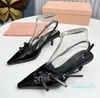 디자이너 -Slingback Sandals Heel Pumps Heels 5.5 cm 고양이 가죽 단독 여성 드레스 신발 파티 결혼식 이브닝 신발 신발
