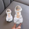 Girl's Princess Shoes paljetter Glimmer Bowtie Pearl Children Mary Janes Three Colors Flexible Soft Party Kids Flats 21-36 240122