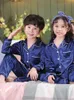 Kids Button Up Satin Pajamas Outfits Toddler Baby Boy Girl Silk Pajamas Pyjamas Satin Set Child Sleepwear Nightgown 240123