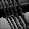 Correntes Espessura M / 4mm / 5mm / 6mm / 7mm Cor Preta Trigo Trançado Colar de Aço Inoxidável Link Classic Curb Chain para Homens Mulheres Jóias D Dhoc2