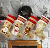 Big Christmas Stocking Burlap Canvas Santa Snowman Reindeer Cuff Stockings Presentväskor för Xmas Holiday Party Decor SN951