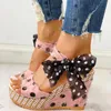 Sandali Calzature moda donna Bowknot Piattaforma a pois da donna Zeppe Scarpe con tacco Stringate con zeppa per le donne