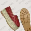 Tasarımcılar Kadın Kama Platformu Sandalet Espadrille Ayakkabı Gerçek Deri Ayak Bileği Dantel Up Matelasse Espadrille Ladies Yüksek Topuk Boyutu 35-41 Kutu 037