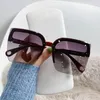 Lunettes de soleil mode brillant strass carré surdimensionné dégradé personnalisé femmes Cool rue pographie décoration lunettes