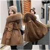 Femmes Down Parkas Designer Manteaux pour femmes Mode Long Parkas Manteau Laine Doublure À Capuche Hiver Slim Avec Col De Fourrure Chaud Neige Porter P Otwby