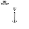 Urok 10pc F136 Titanium Reting 24 mm cyrkon Labret 612 mm Wewnętrzny wątek 16G Uszy do ucha paznokciowy Kolczyki Pucha