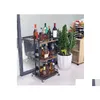 Kitchen Furniture Bar Cart For Home Rolling Mini Liquor Wine Beverage Dinner Party Utility Kitchen Storage Serving On Wheels Coffee Dr Otf3G