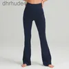 LU-088 Groove Fitness Spor Salonu Kadın Yoga Pantolon Elastik Geniş Bacak Flare Taytlar Yüksek Bel İnce Yaz Pantolon A5QP