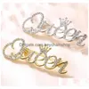 Pins Broches Queens Letter Broche Nieuwe hoogwaardige kwaliteit Crown Anti Glare Water Diamond Minimalistisch 10 stks / partij Drop Delivery Dhasv