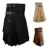 Herrenhosenröcke Schottland Herrenmode Kleidung Gothic Vintage Tasche Kendo Schottisch Koreanisch Ropa Hombre Pantalones Cargo Baggy