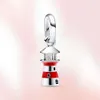 Echter Sterlingsilber-Charm, vierblättriger Kleeblatt-Anhänger, Leuchtturm-Perle, passend für Original-Charm-Armband, Damen-Schmuck, Geschenk