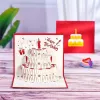 بطاقات المعايدة UPS 3D عيد ميلاد سعيد هدية منبثقة للأطفال أمي مع الظرف الهدايا اليدوية 0126