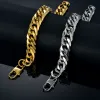 Pulsera de eslabones cubanos para hombres, joyería Punk dorada, eslabón de cadena grande pesado, pulsera de oro amarillo de 14k para hombres