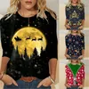 Women's Blouses Women Elegant Floral Blouse Spring Casual Fashion Round Neck Christmas Print Loose Shirt Office Lady Tunics Oversized Tops