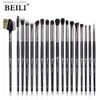 Makeup Brushes Beili Luxury Black 10-19pcs Eye Makeup Borstes Natural Goat Hair Eyeshadow Eyebrow Eyeliner Makeup Brush Set Brochas Maquillaje Q240126