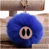 Keychains & Lanyards Keychains Pig Nose Keychain Fake Fur Pom Key Chain Women Trinket Car Ring Jewelry Gift Fluffy On Bag Drop Delive Dh529