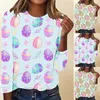 Kvinnors T -skjortor Fashion Round Neck Casual Easter Egg Print Långärmning Skjorta Kvinnor Toppar Tee For Women Summer