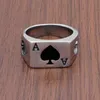 Anéis de banda frete grátis punk lucky spade um anel de cartão de jogo 316l aço inoxidável moda masculina carta um anéis jóias 240125