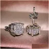 Stud choucong hip hop stud örhänge vintage smycken sterling sier gul guldfyllning pave vit safir cz diamant glittrande kvinnor män otc72