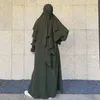 Abbigliamento etnico Ramadan Eid Abaya Khimar Set 2 pezzi Jilbab per le donne Crepe Preghiera musulmana Abito lungo Hijab Abito islamico Jilbab Niqab