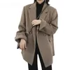 Women's Suits Women Wool Blend Coat Solid Mid Long Woolen Blazer Thick Warm Blouse Overcoat Office Lady Tops Autumn And Winter 2024
