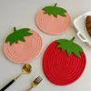 Table Mats Cartoon Red Pink Strawberry Placemat For Dining Drink Tea Cup Dish Drying Mat Pad Cotton Pot Holders