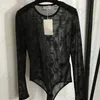 Massaal netting dun shirt dames slanke trui eendelige bodysuit mode sexy ademende blouse