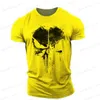 Herr t-shirts punisher skalle 3d tryckt herr t-shirt harajuku street topp fitness sportkläder sträcka andas extra stora skjorta män kläder t240126