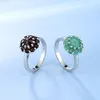 Sets GEM'S BALLET 925 Sterling Silver Gemstone Cluster 6mm Emerald Black Garnet Bridal Jewelry Sets Earrings For Women Wedding Ring