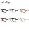 Sunglasses Frames Vintage Anti Blue Light Oversized T-shaped Eyeglasses For Women Fashion Round Hollow Cat Eye Glasses Frame Female Shades