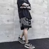 Мужские шорты Шорты на шнурке для мужчин Легкие дышащие беговые шорты с цветочным принтом кешью Темная серия Ретро Y2k Oversize Harajuku Streetwear T240126