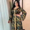 Vêtements ethniques Élégant Ramadan Imprimer Musulman Abaya Robe pour femmes Eid Islmaic Femme Party Jalabiya Marocain Vêtements Turquie Marocain Kaftan