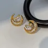 Boucles d'oreilles de mode femmes diamant lune boucles d'oreilles Saturne bijoux de créateur de luxe femmes diamant cadeaux de mariage parfait