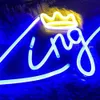 Led Neon Sign Led Neon Sign King Queen Neon Light LED Sign Estetic Room Decor Bedroom Wall Hanging Neon Lamps Party Bar Club Decor Birthday YQ240126