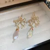 Dangle Earrings Minar Temperament Freshwater Pearl Long Drop For Women Lady 14K Real Gold Plated Copper CZ Zircon Irregular Earring