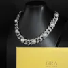 Chaîne cubaine en perles de 17mm de large, plaqué or 18 carats, argent massif Vvs Moissanite Pass Diamond Tester Gra pour collier pour hommes