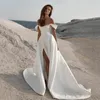 Neue Designer Satin Hochzeit Kleid 2024 Liebsten Weg Von Der Schulter Seite Schlitz A-linie Braut Kleider Prinzessin Vestido De Novia