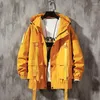 Men's Jackets Streetwear Spring Bomber Jacket Men Nice Hooded Ribbons Mens Coat Casual Windbreaker Pockets Man Outwear