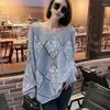 Pulls pour femmes évider paillettes épissage mode haute rue style knisweater automne o-cou à manches longues lâche dame pull haut