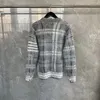 Men's Sweaters Cardigan Mohair Matching Color Plaid V-neck Sweater Coat Women's Autumn And Winter Loose Lazy Wind All Over The Top