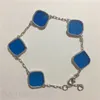 Lady vierblättriges Kleeblatt-Charme-Armband Designer für Frauen Roségold Paare Blau Schwarz Weiß Retro-Silberschmuck Cjeweler Designer-Armband Dialy ZB002