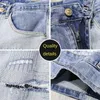 Shorts masculinos de luxo, slim fit, remendos desgastados, calças clássicas de cowboy com vários bolsos e patchwork elástico, shorts jeans lavados J240124