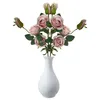 Fiori decorativi Inverno Mar Egeo 5 teste rotonde Rose Simulazione di matrimonio Bouquet Soggiorno artificiale di