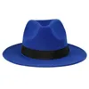 Vintage Classic Felt Jazz Fedoras Şapkaları Büyük Brim Cloche Kovboy Panama Kadın Erkekler Siyah Kırmızı Trilby Derby Bowler Top Hat 240124