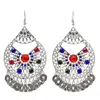 Boucles d'oreilles pendantes Vintage Gypsy Tribal métal découpé coloré acrylique cristal pièces goutte pour femmes bohème ethnique robe de mariée oreille bijoux