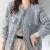 Women's Jacket Small Fragrance Tweed Coat Spring Autumn 2024 Temperament Long Sleeves Tops Korean Woman Clothing C20 240124