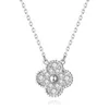 Original 1to1 Van CA High version thick platinum plated full diamond four leaf grass necklace for women with inlay classic pendant internet celebrity live streaming